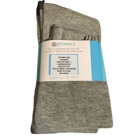 Primary Kids Knee Socks L 2 Pairs Heather Gray Twee Uniform School Twee Coquette - Picture 2 of 2